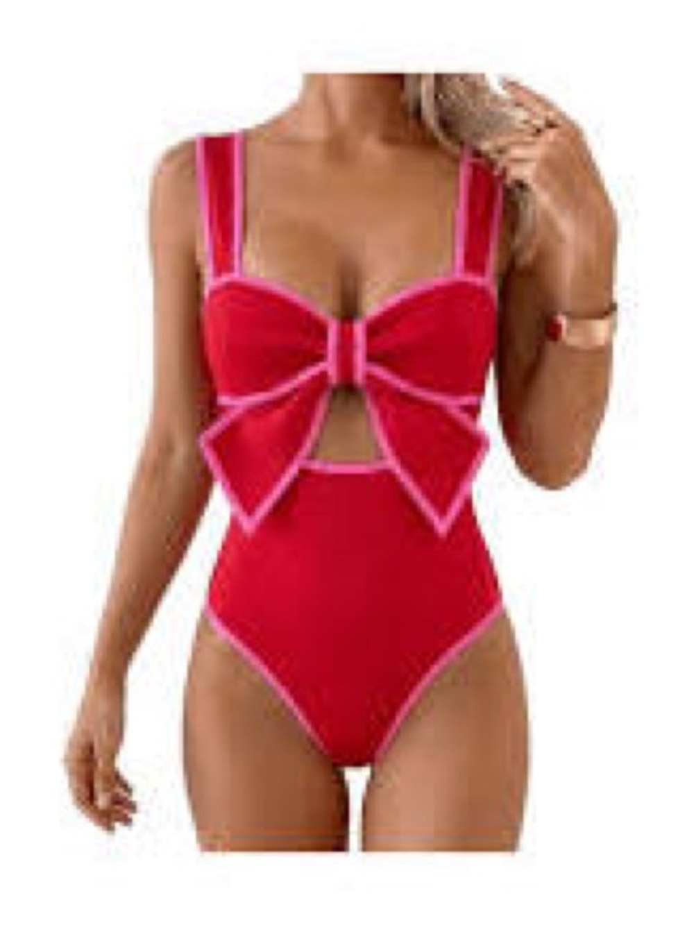 Women’s Red Bow One-Piece Bodysuit